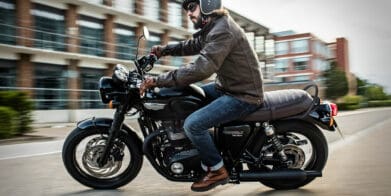 A rider enjoying a scoot on a Triumph motorcycle. Media sourced from Bikes Republic.