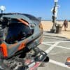 The Cardo Freecom 4X on a Klim Krios Pro helmet at Newport Beach, CA.