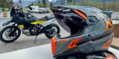 The Cardo Freecom 4X installed on a Klim Krios Pro in Canmore, Alberta.