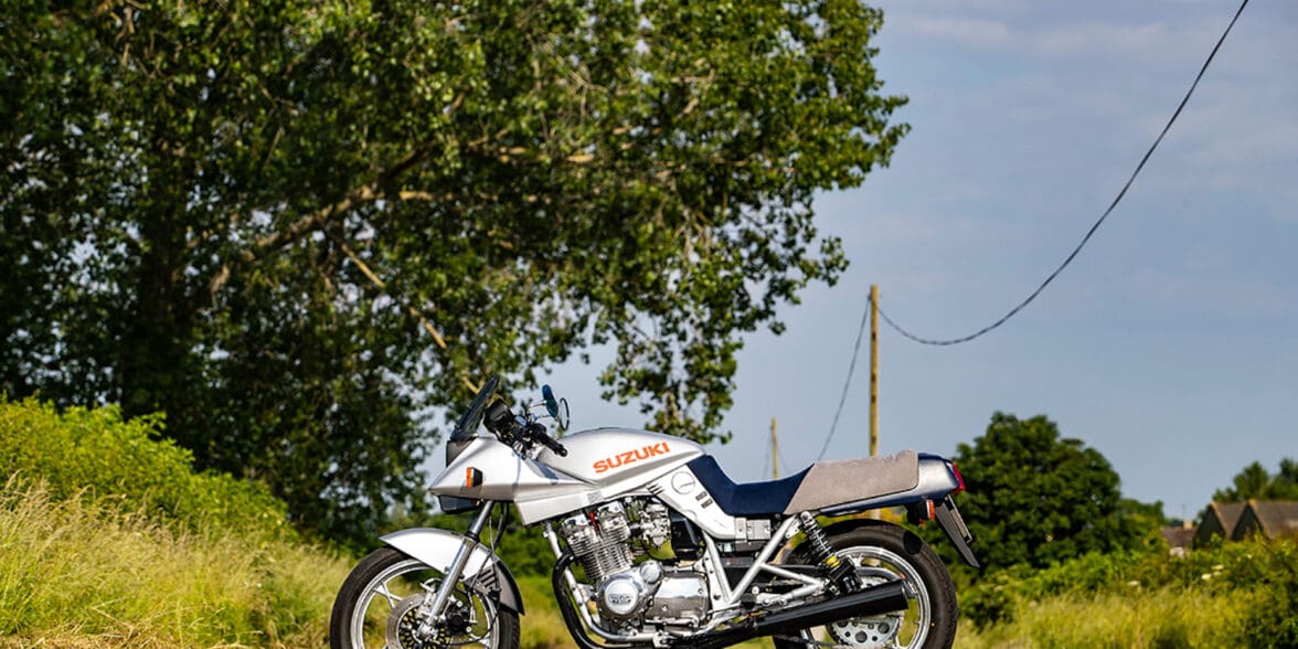 A 1982 Suzuki GSX1100 Katana, restored by John Martin in support of his wife, diagnosed with Multiple Sclerosis. Media sourced from the Charity Katana Raffle.
