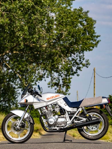 A 1982 Suzuki GSX1100 Katana, restored by John Martin in support of his wife, diagnosed with Multiple Sclerosis. Media sourced from the Charity Katana Raffle.