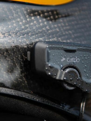 A view of a Cardo system in use by a rider. Photo courtesy of DTN.