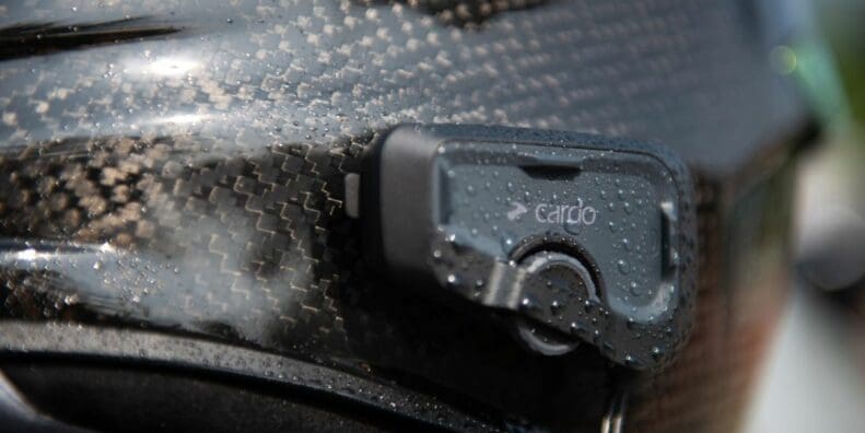 A view of a Cardo system in use by a rider. Photo courtesy of DTN.