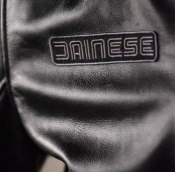 Dainese logo on leather jacket