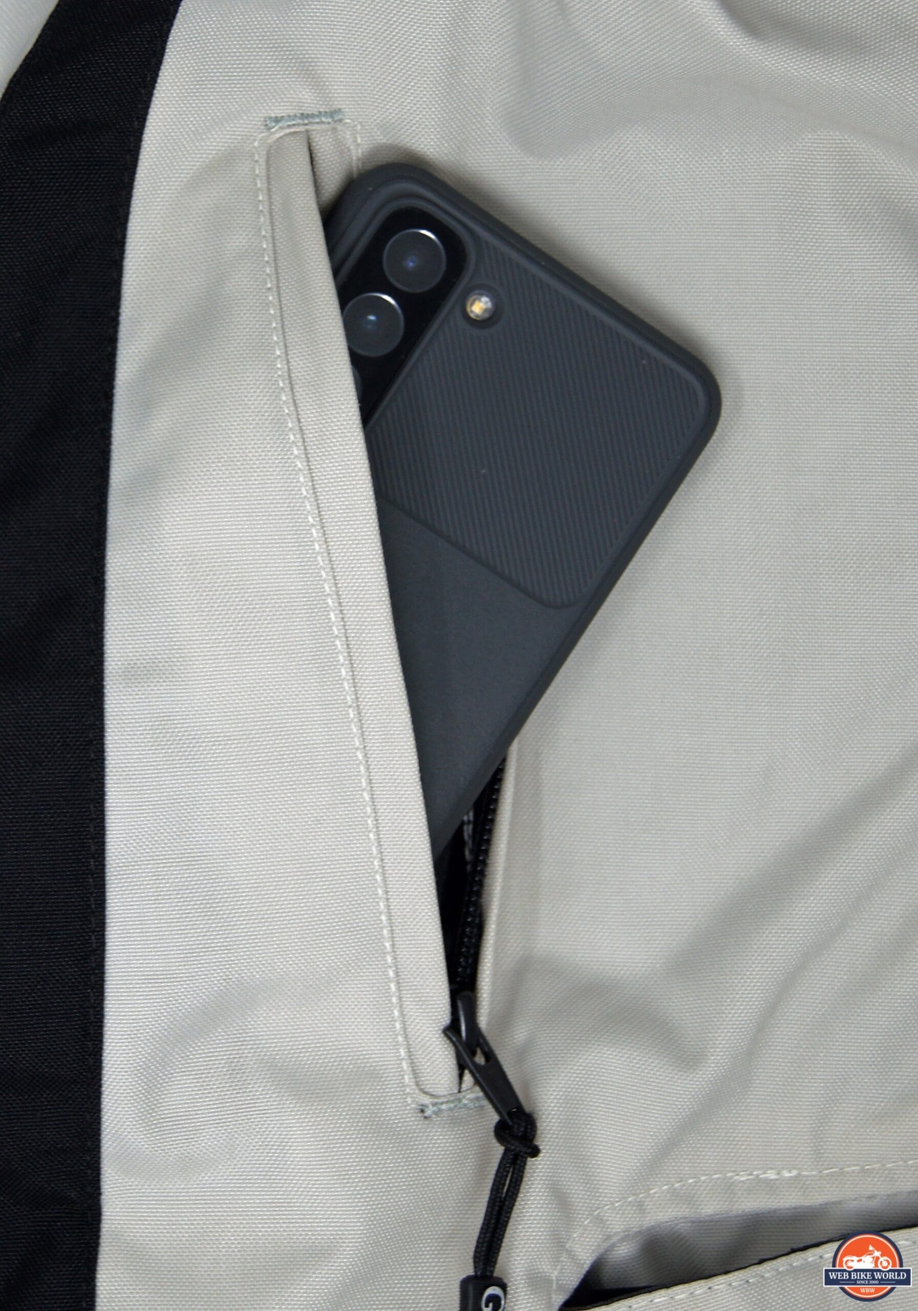 Pocket on Gryphon Moto Blue Ridge Jacket