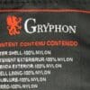 Care instructions on tag of Gryphon Moto Copper Canyon Pants