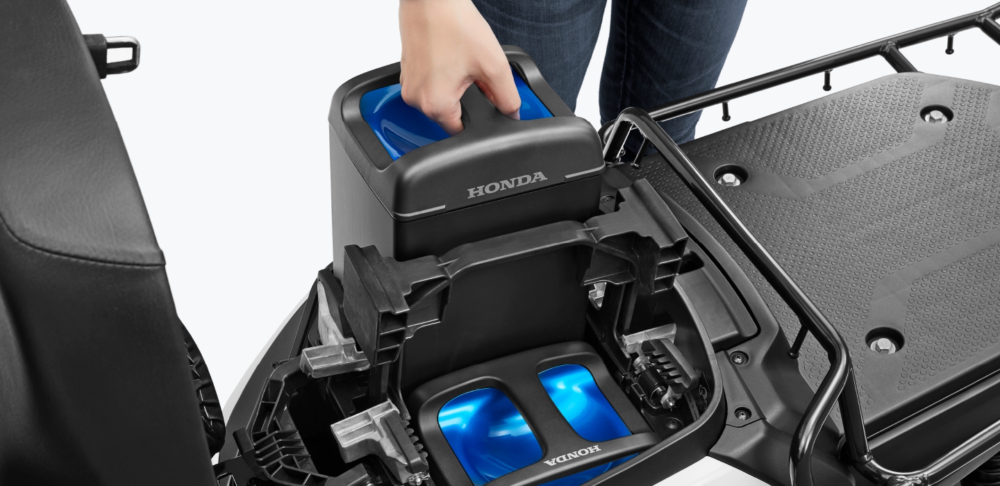 The battery compartment of the Honda Benly-e