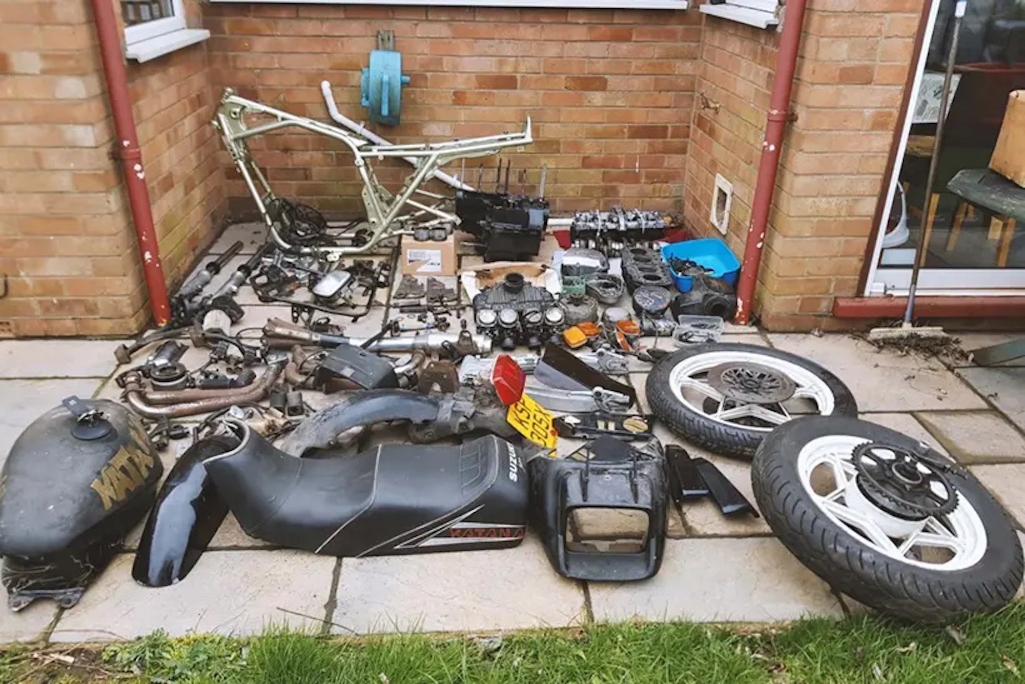 Sourced parts for the 1982 Suzuki GSX1100 Katana, restored by John Martin in support of his wife, diagnosed with Multiple Sclerosis. Media sourced from MCN./