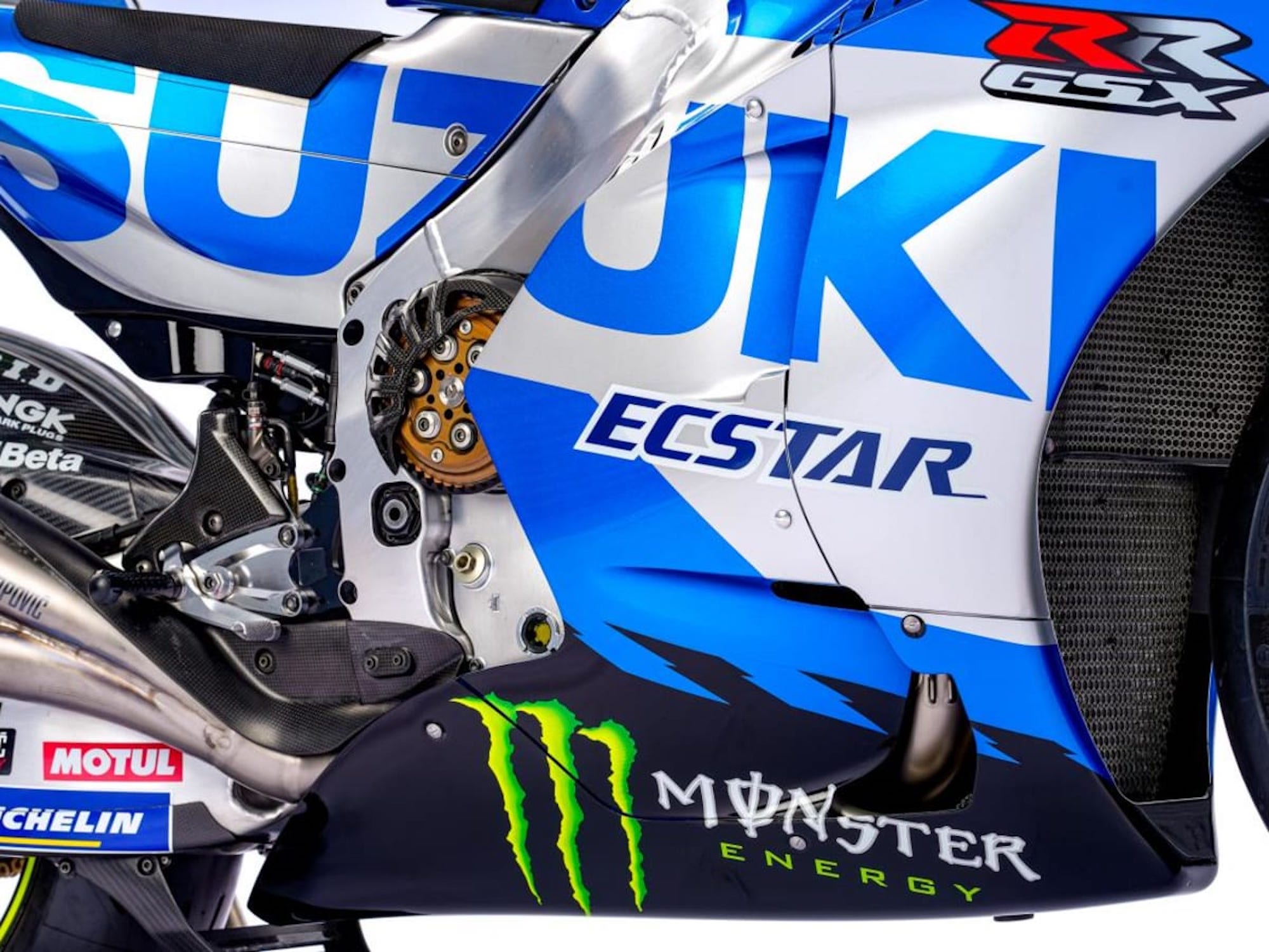 A view of the side fairing on Suzuki's MotoGP team, which will be rendered moot as of 2023. Media sourced from Sports Illustrated.