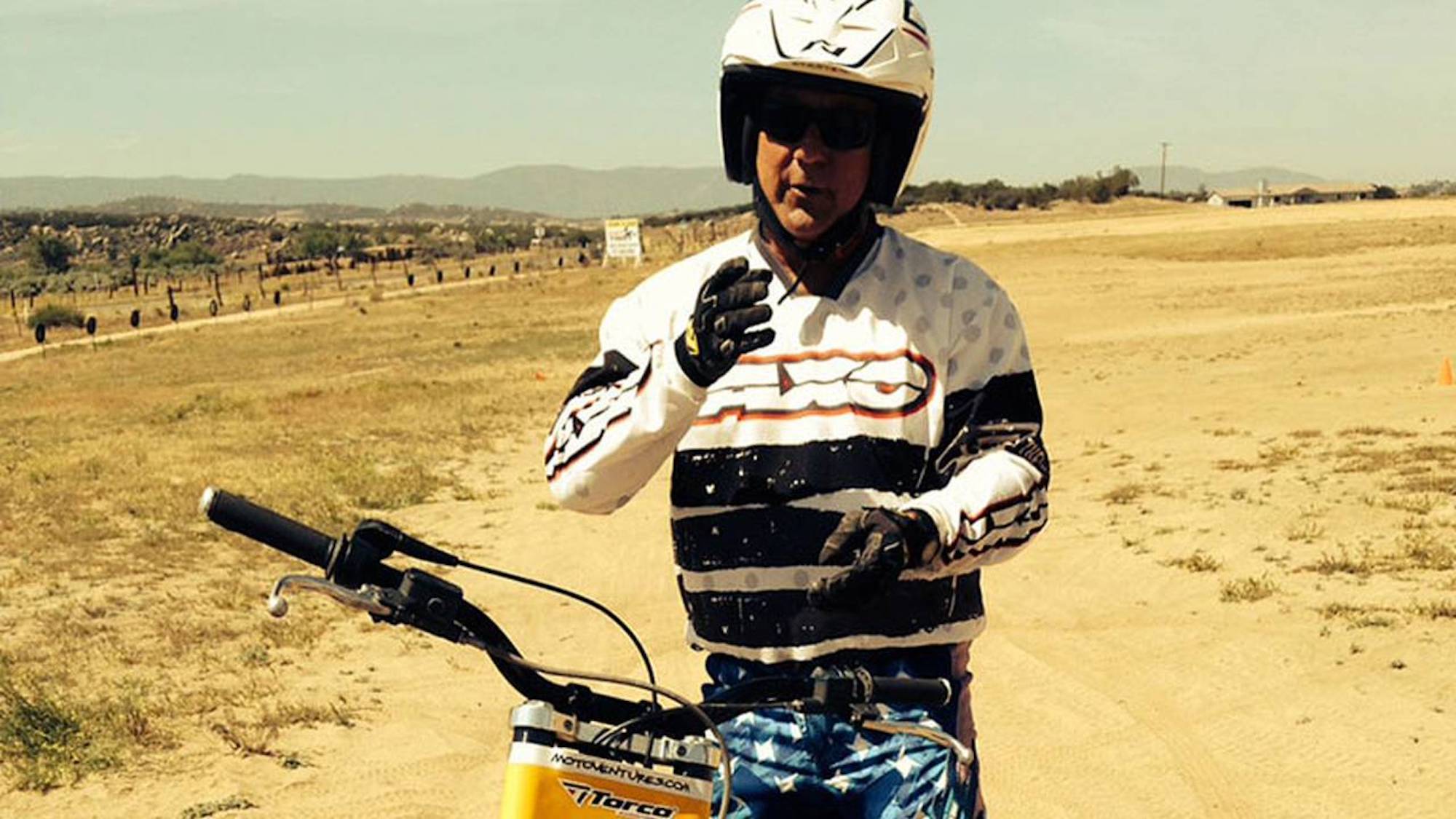 Gary LaPlante in Anza, explaining his trials course. Media sourced from RideApart.