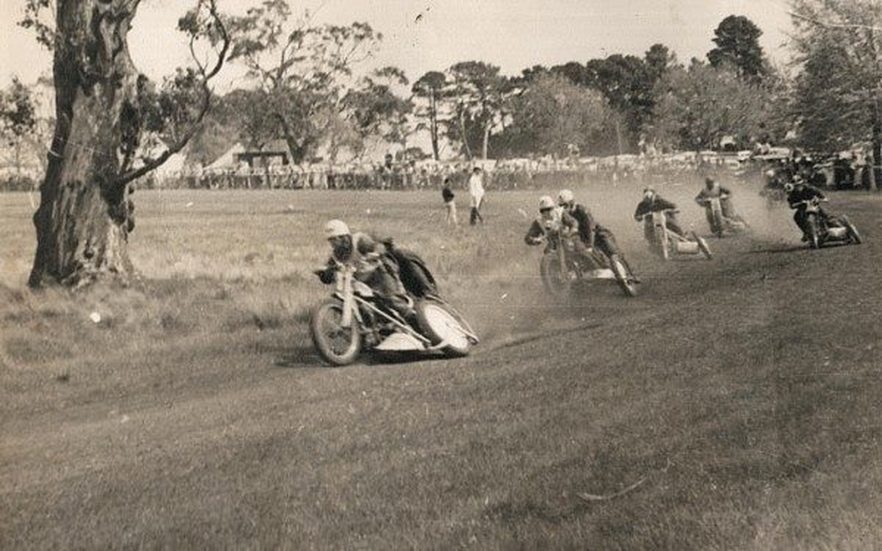Vintage grasstrack motorcycle racing in Australia