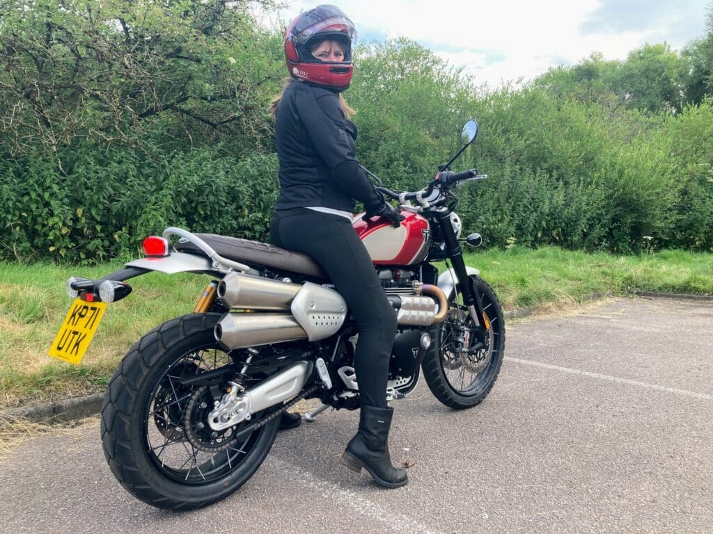 Female rider on 2022 Triumph Scrambler 1200 XC