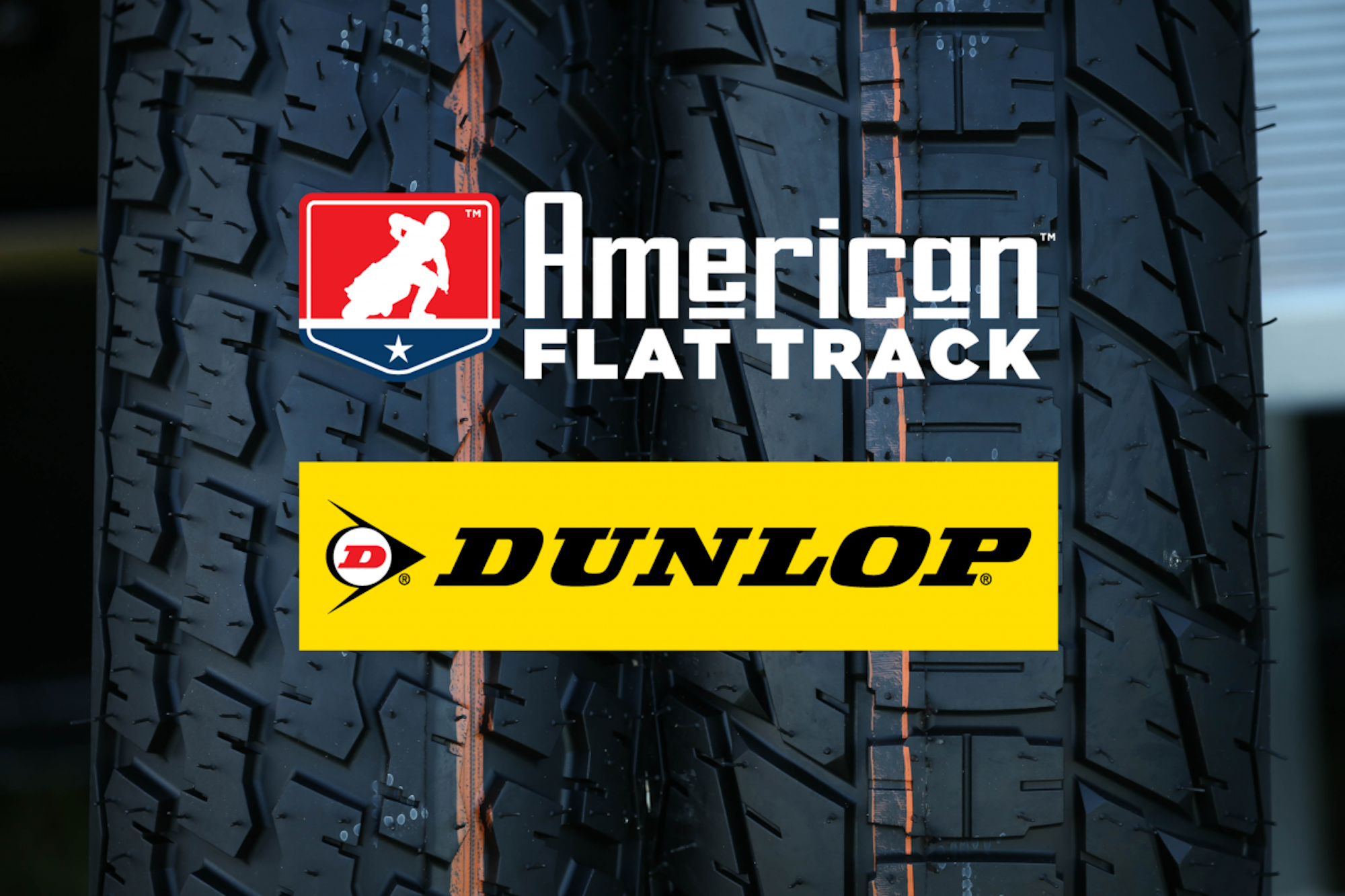 American Flat Track logo next to the Dunlop Tires logo. Media sourced from AFT.