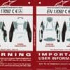 Label for Alpinestars Halo Drystar Jacket explaining Class rating with sleeves on or off