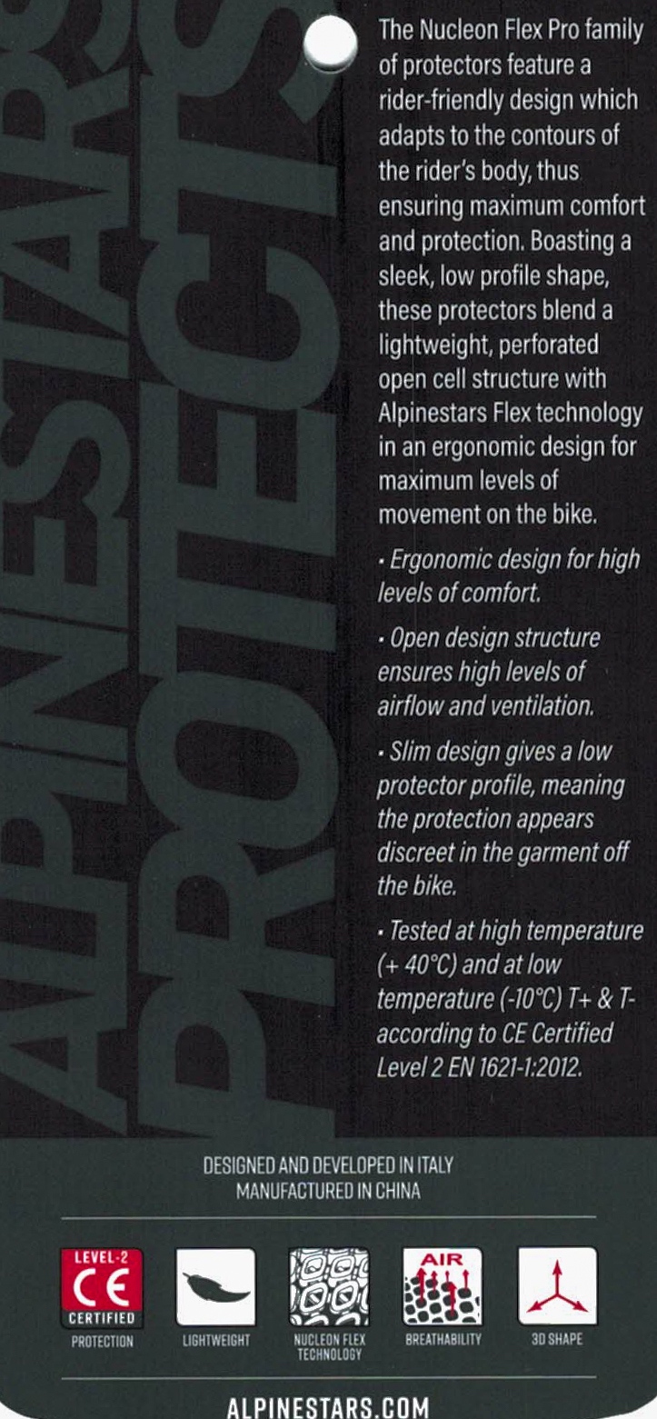 Nucleon protection card explanation of features on Alpinestars Halo Drystar Jacket