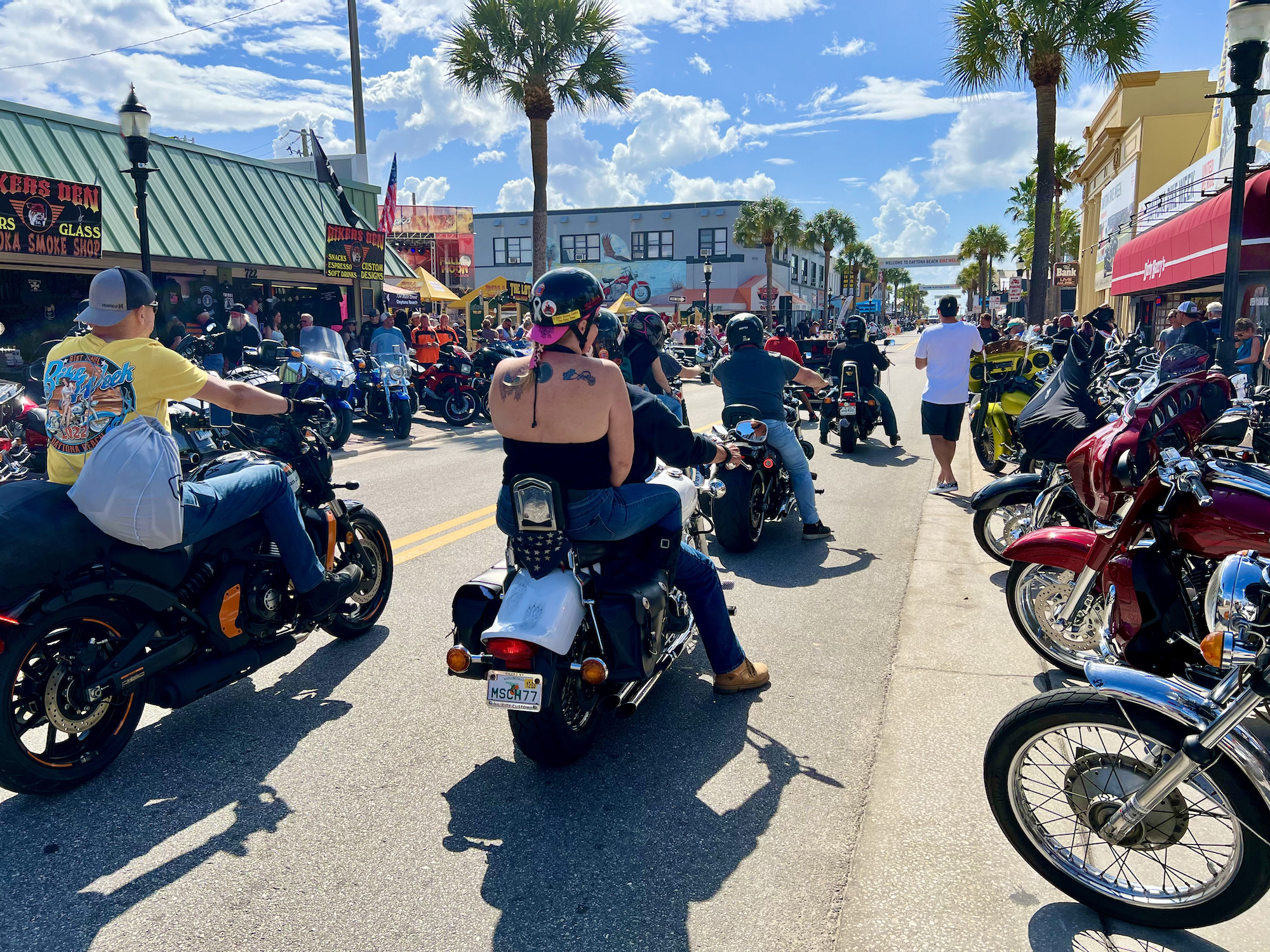 A view of 2021's Daytona Biketoberfest. Media sourced from the Daytona Beach Area Convention and Visitors Bureau on the official press release.