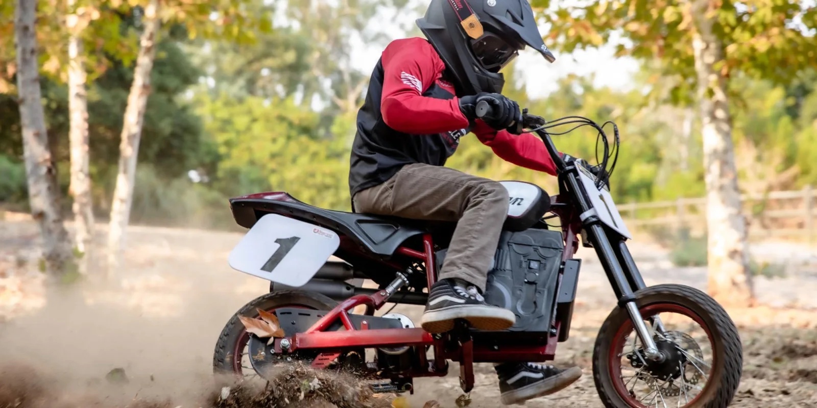 the kid-focused eFTR Jr. electric motorcycle. Media sourced from Electrek.