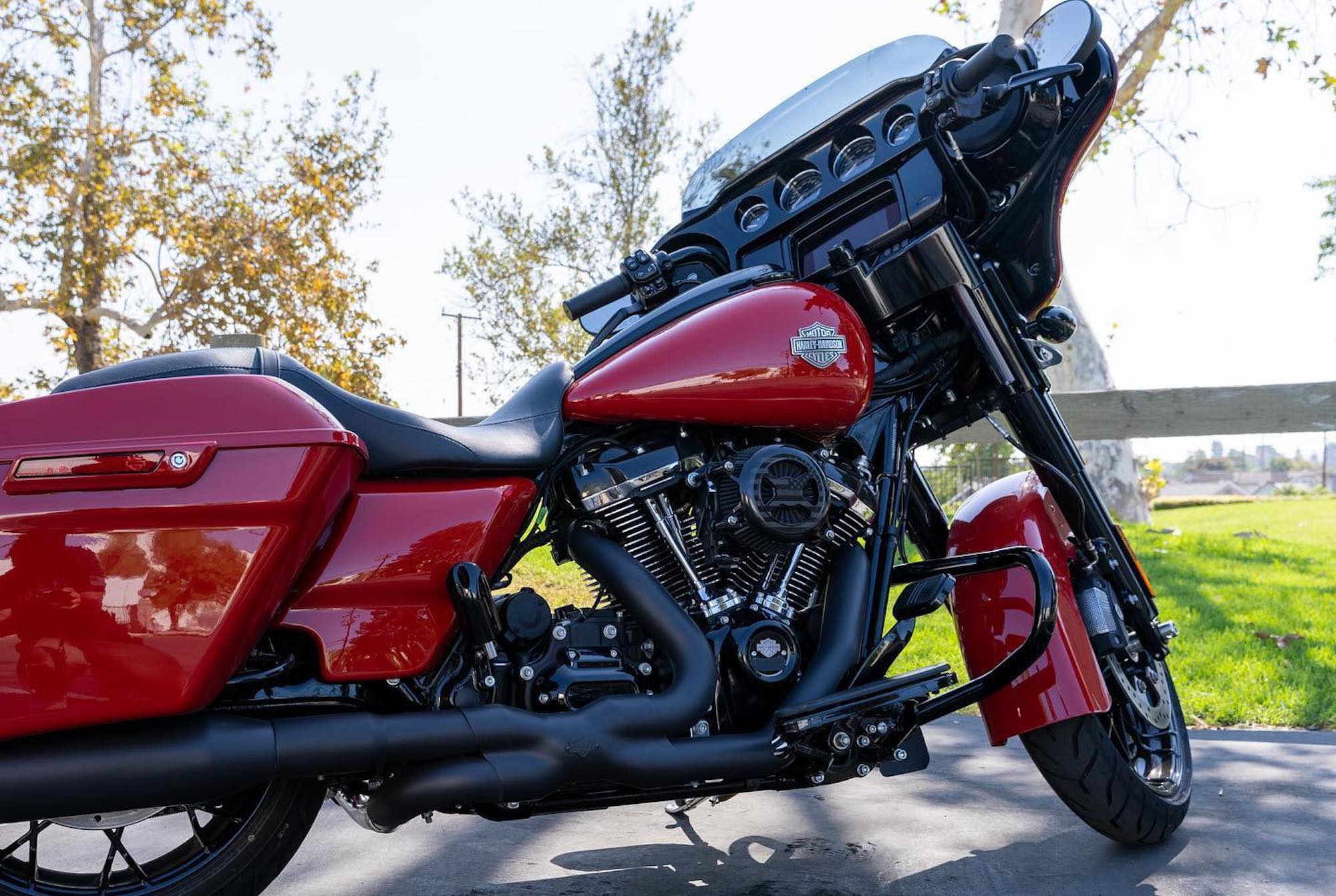 A Harley bike featuring a new pipe system from Vance & Hines. Media sourced from Vance &* Hines's Facebook page.