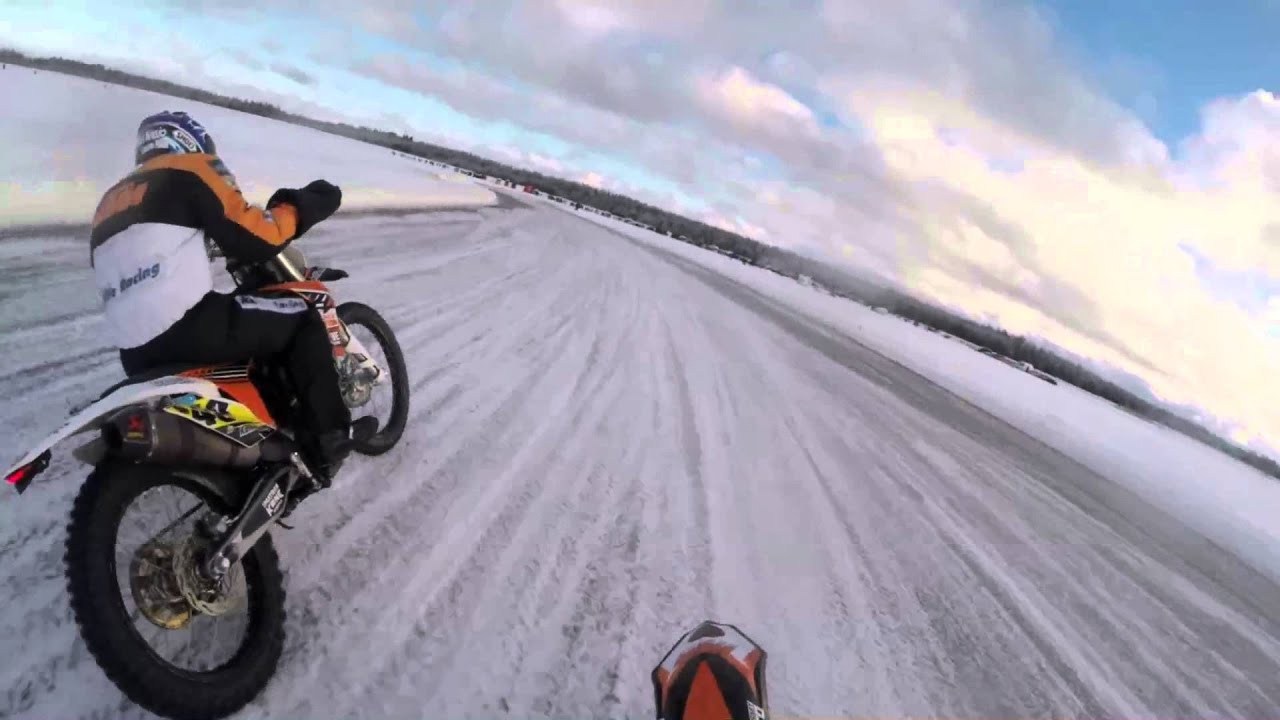 Finnish motorcyclist during ice racing event