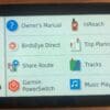 Various selections on the GPS screen