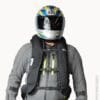 Author wearing deployed Helite Turtle 2 airbag vest