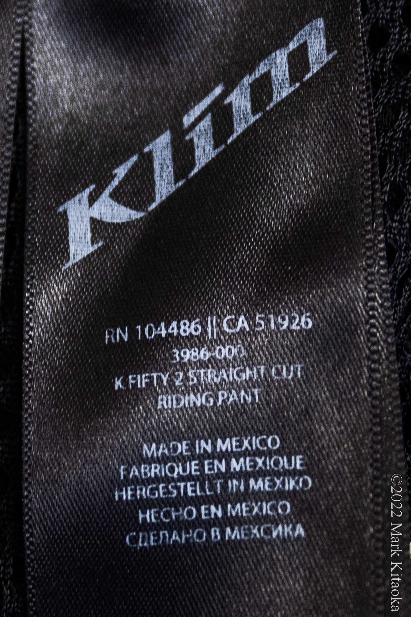 Label for KLIM K Fifty 2 Pants