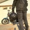 Pando Moto Karl Devil 9 Jeans, Nexx X.Vilitur Carbon Zero Pro Helmet, Pando Moto Tatami LT 01 leather jacket, 1995 Harley Davidson 883 Sportster Hugger