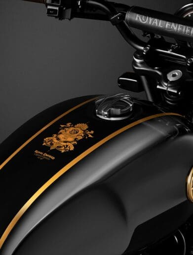 A view of Royal Enfield's 120th Anniversary, limited-run Continental GTs and INT 650s. Media sourced from CycleWorld.