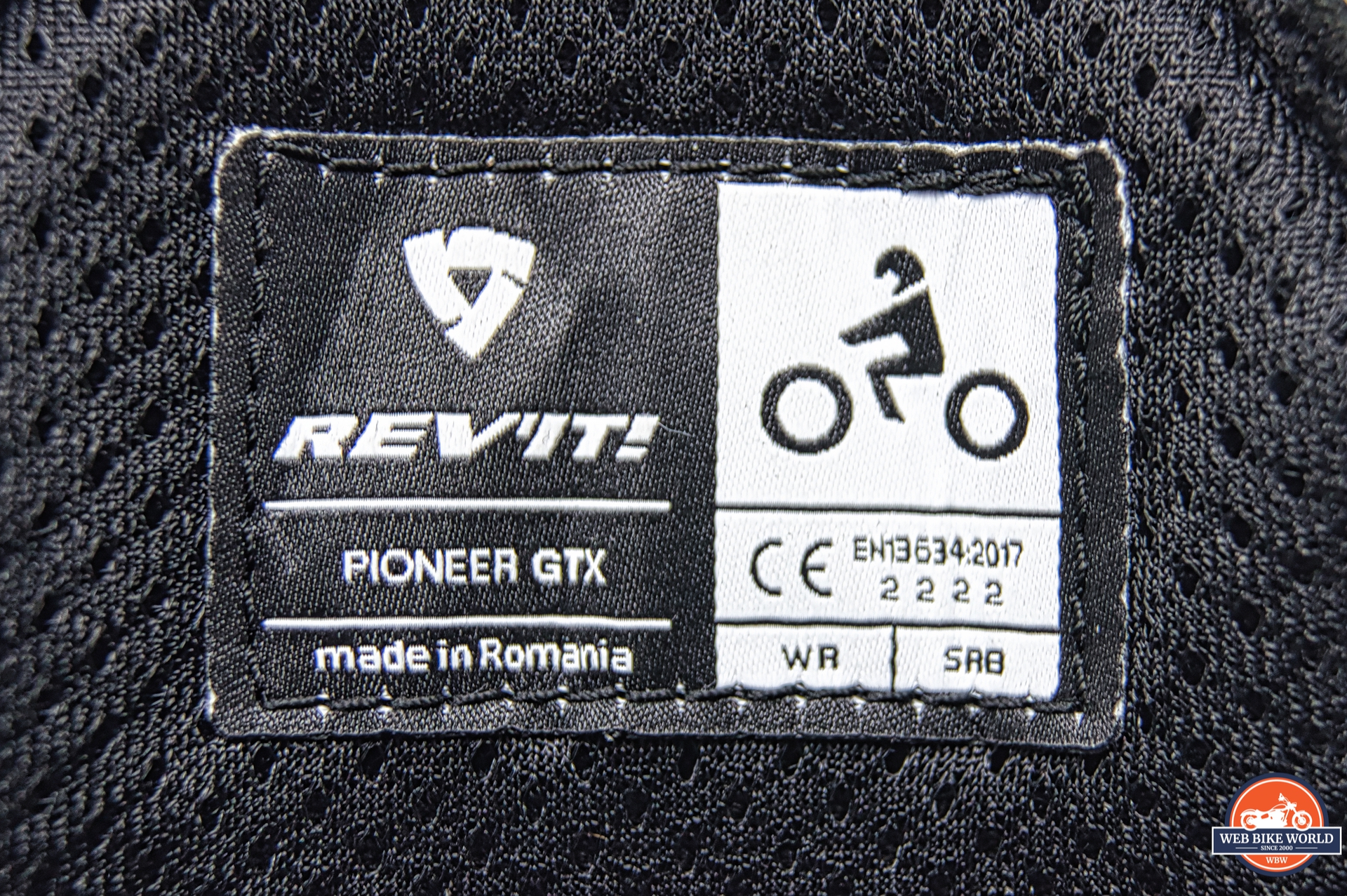 CE label inside REV'IT Pioneer GTX Boot