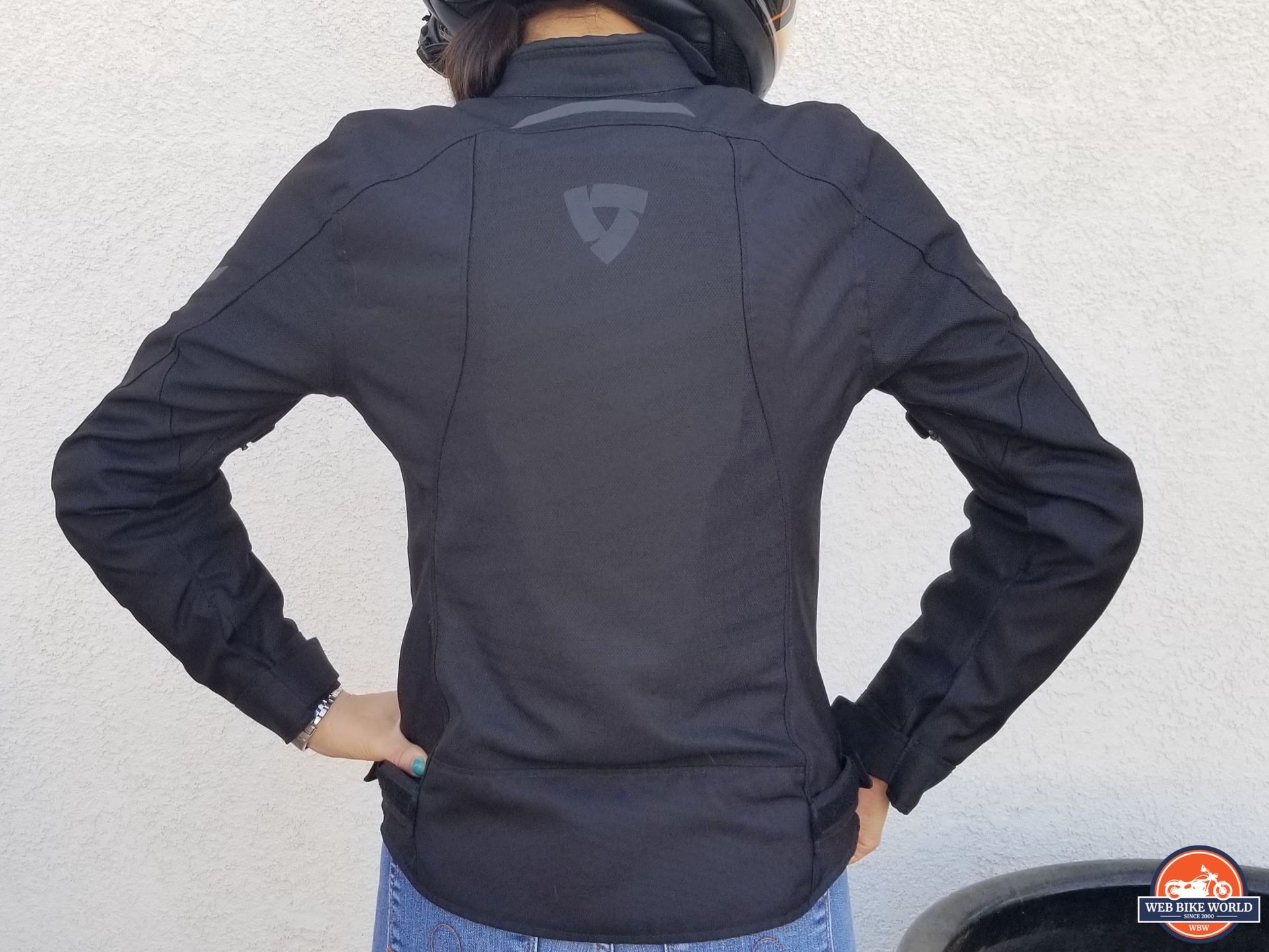 Rev'It!  Torque 2 H2O women's jacket with back protector insert.