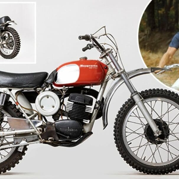 Steve McQueen's Husqvarna Cross 500, which just sold at auction. Media sourced from This is Money.