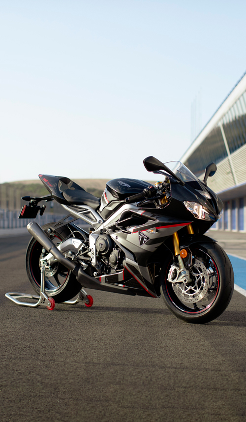 A view of Triumph's Daytona 765 Triple, which is poised for engine updates. Media sourced from Triumph.