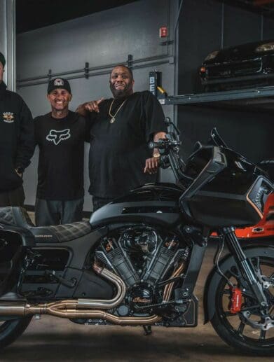 A custom Indian Challenger from the brains of Carey Hart and Big B. Built for verbiage aficionado, Killer Mike. Media sourced from CycleWorld.