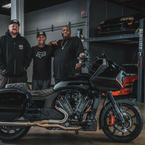 A custom Indian Challenger from the brains of Carey Hart and Big B. Built for verbiage aficionado, Killer Mike. Media sourced from CycleWorld.