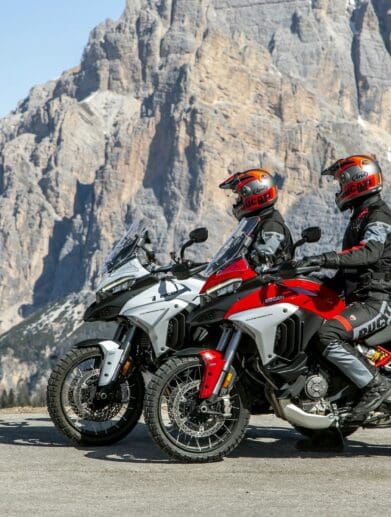 Ducatisti riding their Multistradae. Media sourced from the relevant press release from Ducati.