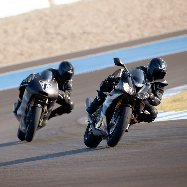 A view of Triumph's Daytona 765 Triple, which is poised for engine updates. Media sourced from Triumph.