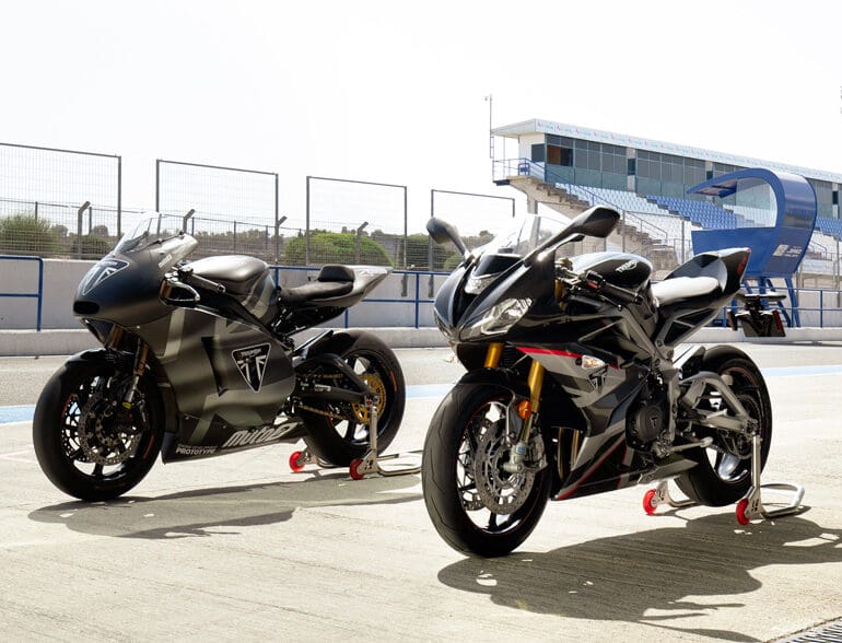 A view of Triumph's Daytona 765 Triple, which is poised for engine updates. Media sourced from Triumph.