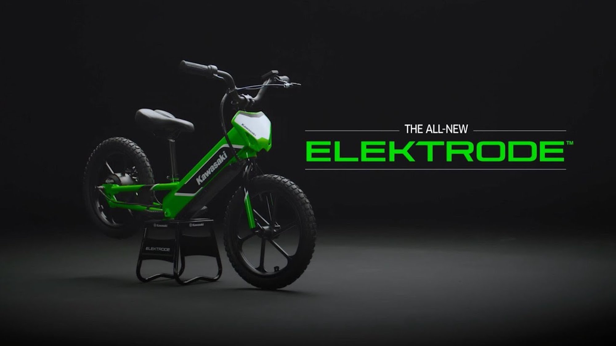 The Electrode - a balance bike for youth from the electric lab of Kawasaki Motorcycles.  Media sourced from Youtube. 