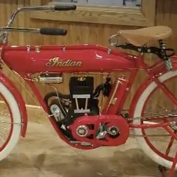 A hand-built 1910 Indian from the shop of one Raymond Quayle. Media sourced from KALLTV.