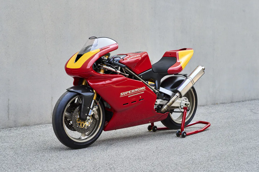 A view of Ducati’s Supermono. Media sourced from Hagerty.