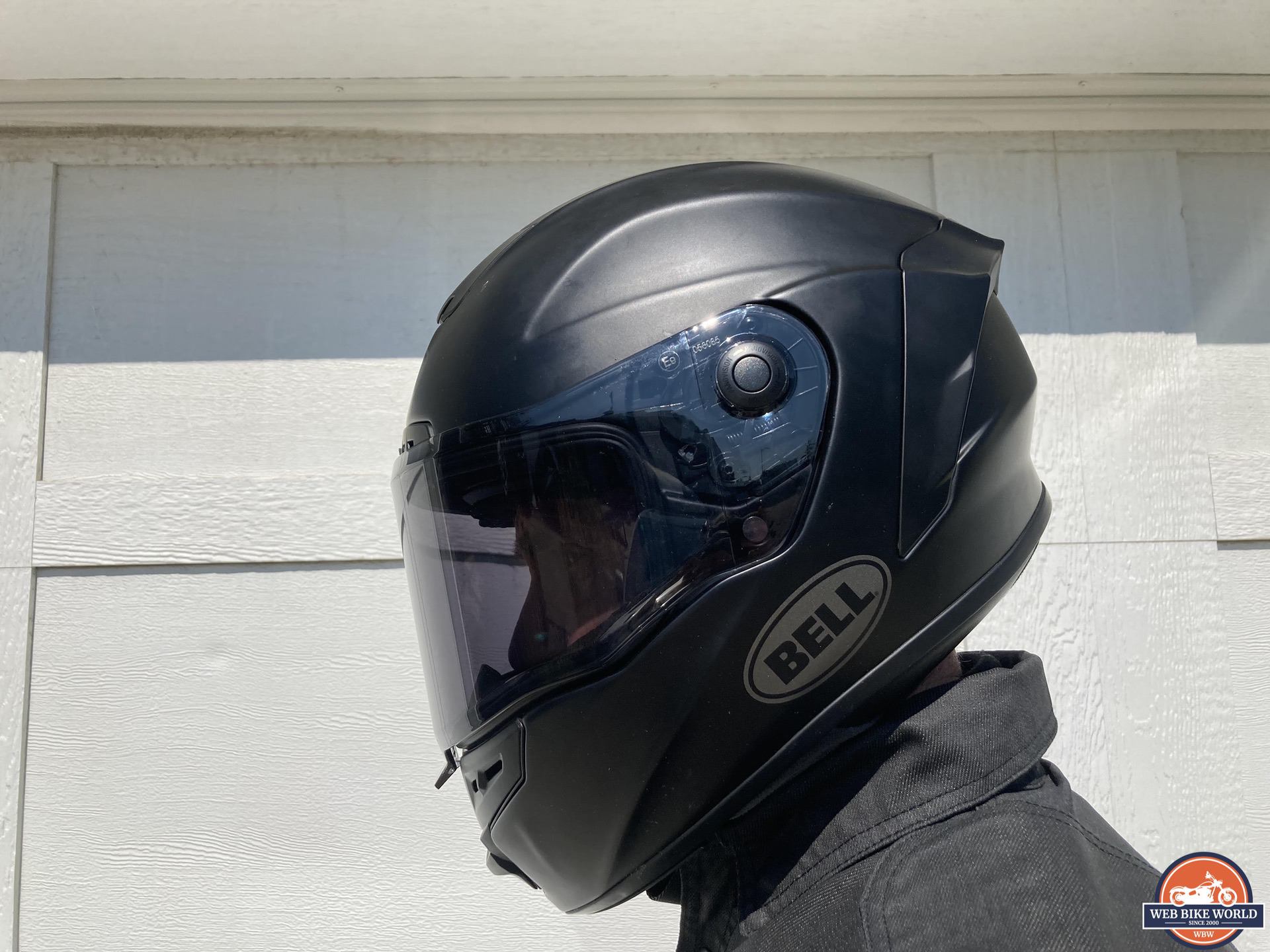 Side view of author wearing Bell Star DLX MIPS helmet