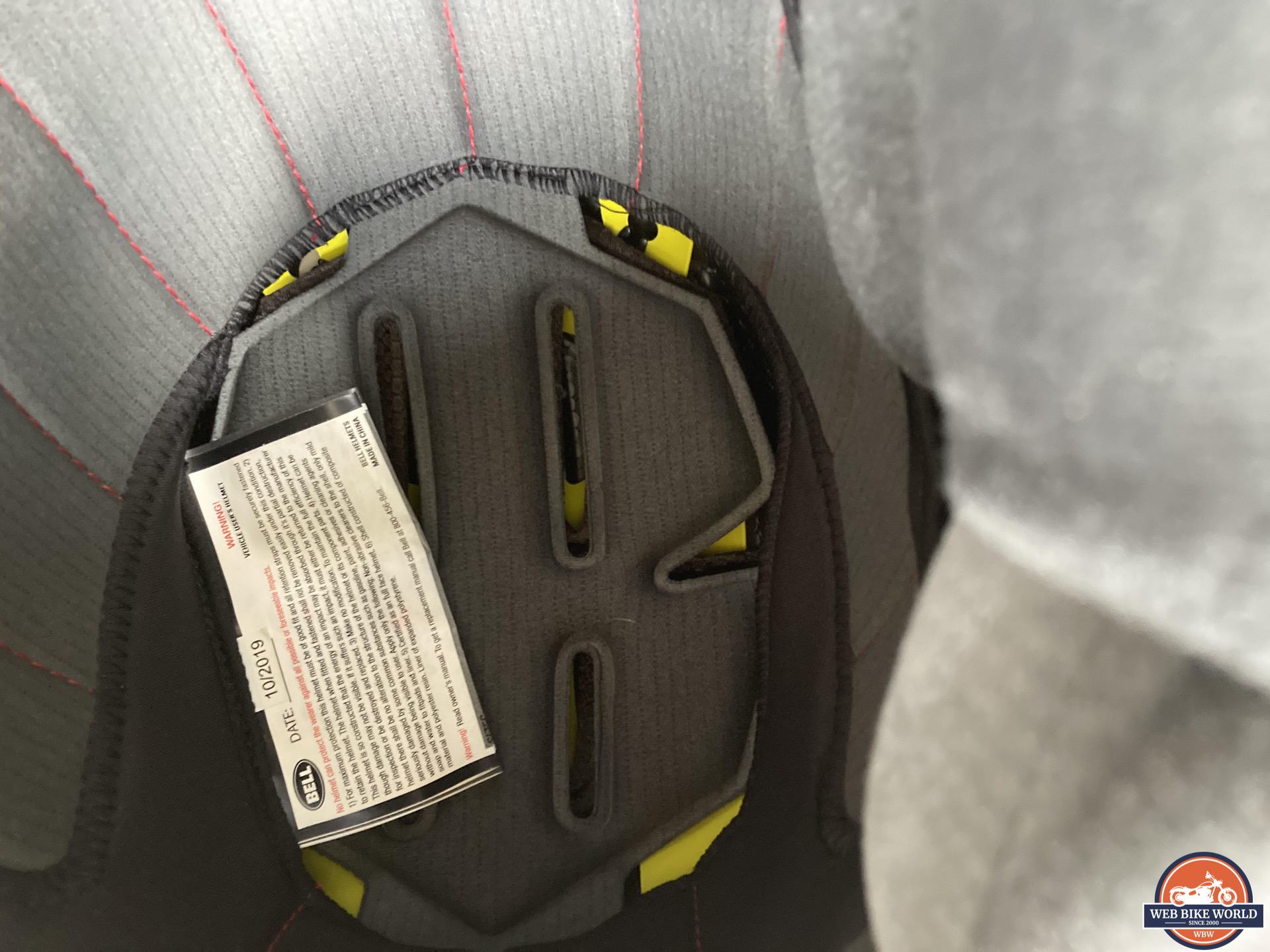 Close-up of interior lining in Bell Star DLX MIPS helmet