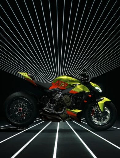 The Ducati Streetfighter V4 Lamborghini. Media sourced from Ducati's press release.
