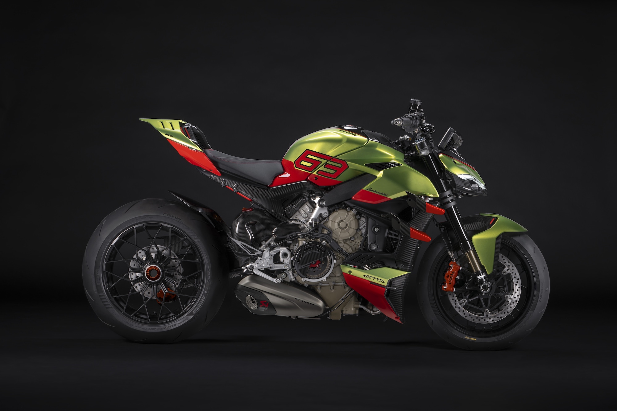 The Ducati Streetfighter V4 Lamborghini. Media sourced from Ducati's press release.