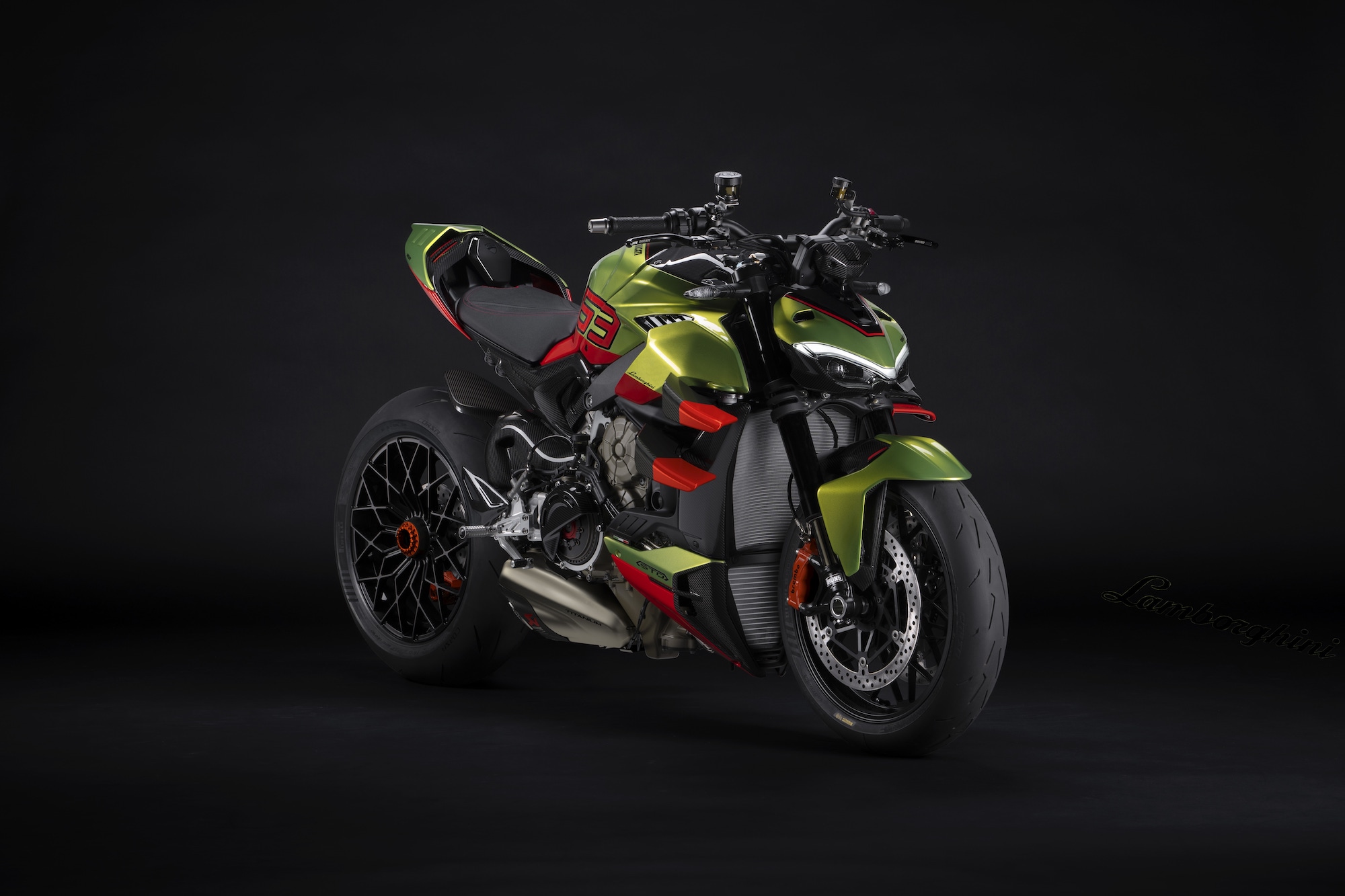 The Ducati Streetfighter V4 Lamborghini. Media sourced from Ducati's press release.