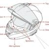 Diagram showing parts of Sena OutForce Smart Helmet