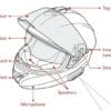 Diagram showing parts of Sena OutForce Smart Helmet