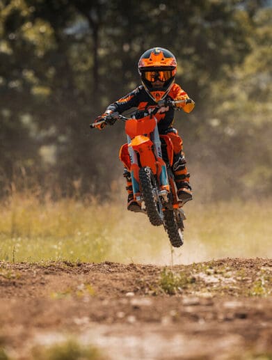 The KTM SX-E 3 motocross minibike. Media sourced from KTM.