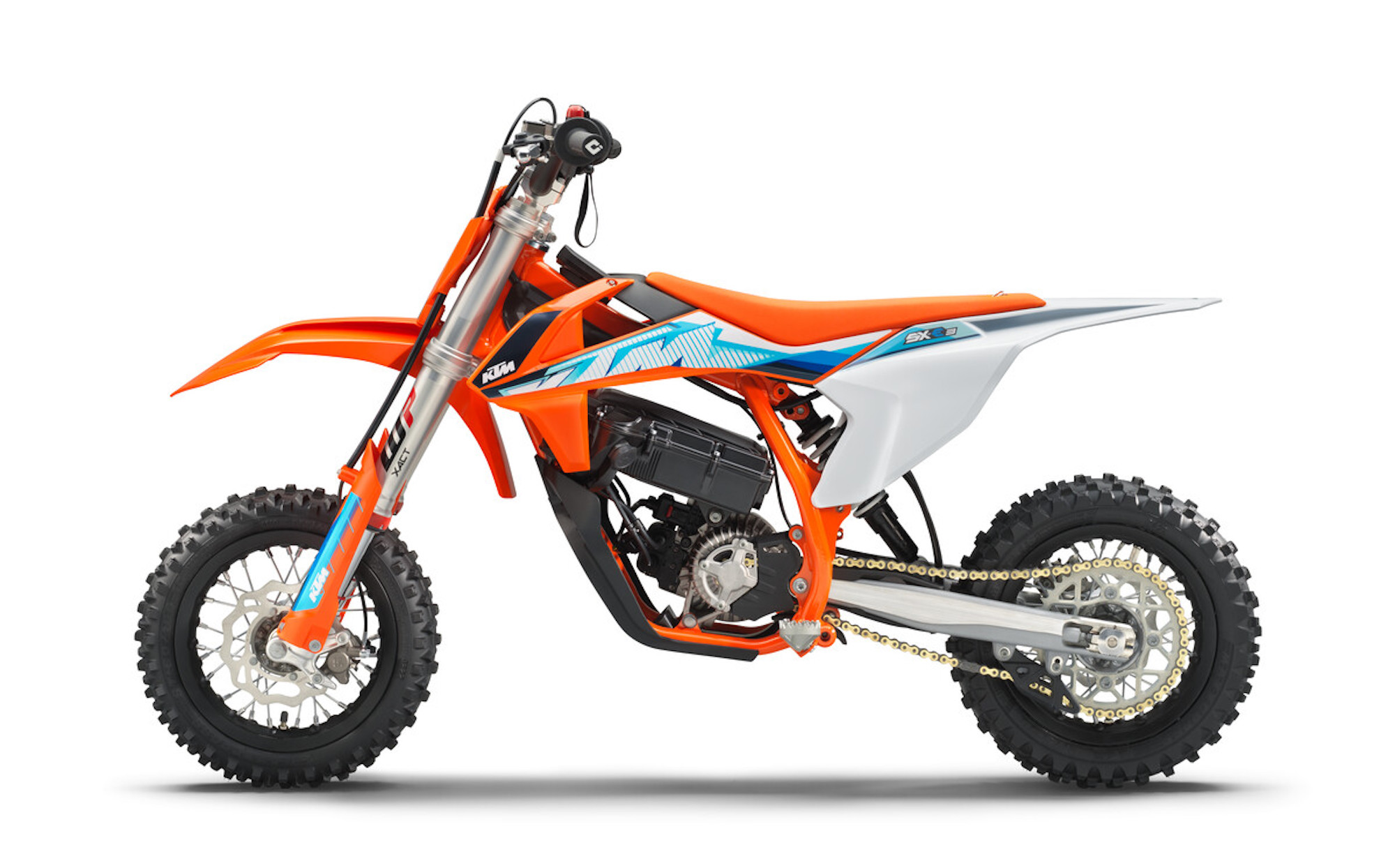 The KTM SX-E 3 motocross minibike. Media sourced from KTM.