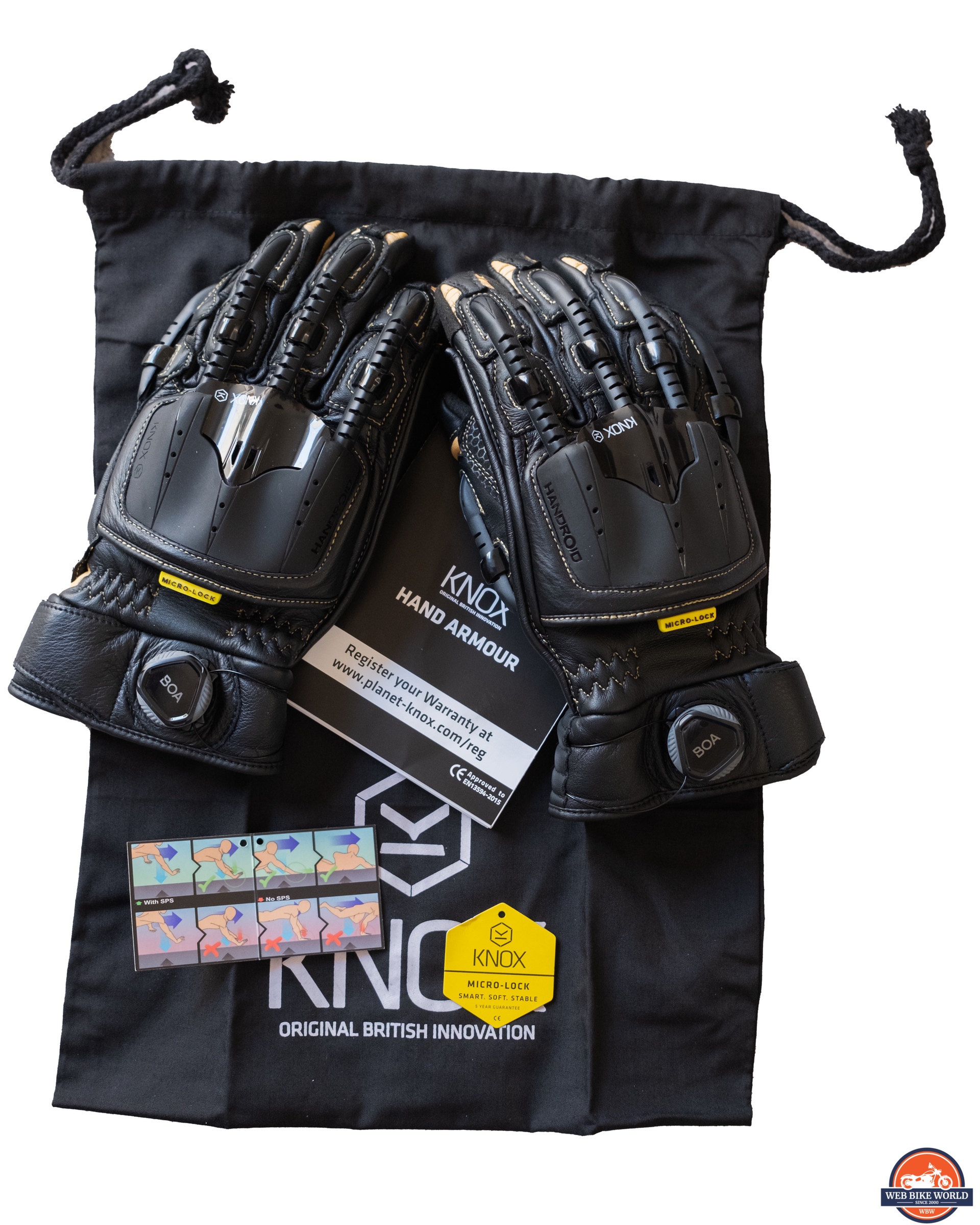 Knox Handroid Pod Mark IV Gloves with included carry bag